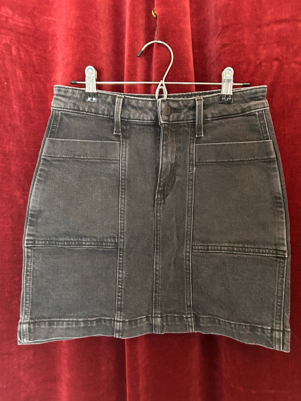 Old Navy Black-Grey Denim Utility Pocket Black Jack Mini Skirt